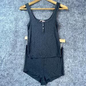 Victorias Secret Tank Shorts Set Womens Medium Stretch Modal Sleep Set Henley
